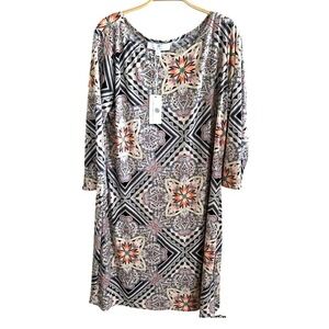Jean Pierre Klifa Daphne Tapestry UPF 50 Shift Dress‎ Spring Resort Dress NEW